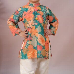 Boys Muslin Floral Printed Kurta Set (8 YO)